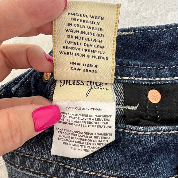 Miss Me Capri Cropped Embroidered Studded Wide Leg Denim Jean Blue Stretch Sz 28 - Picture 9 of 16